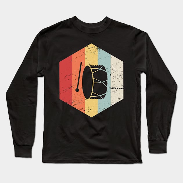Retro Percussion Bass Drum Icon Long Sleeve T-Shirt by MeatMan